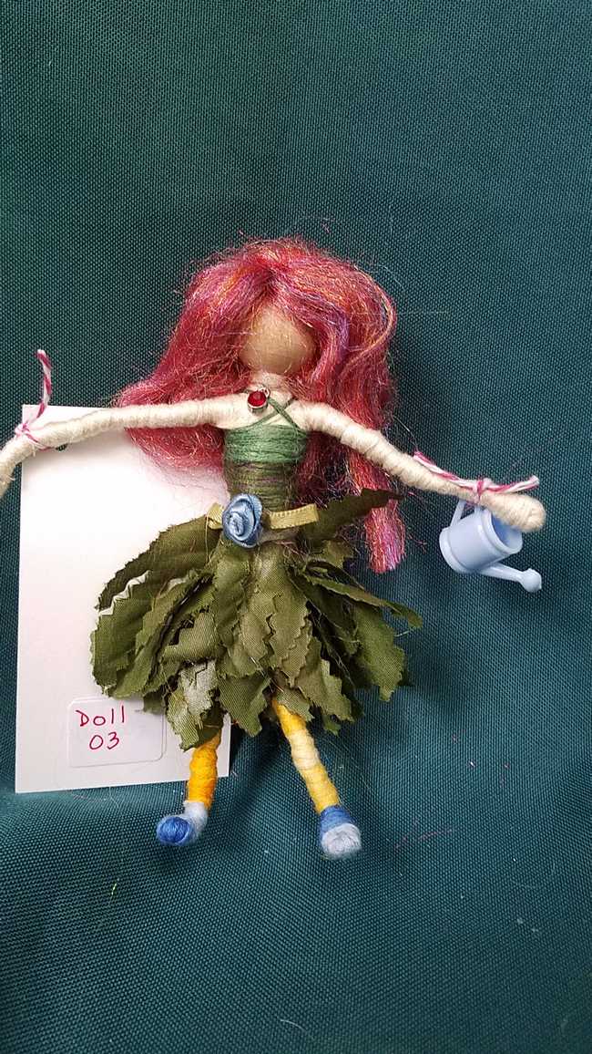 Fairy Doll & Accessories - 11 Piece Set -  Purple Hair - Green Leaf Skirt -  6