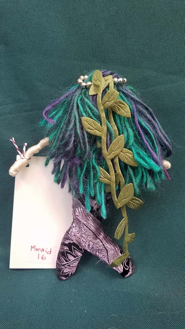 Mermaid Doll  and Accessories - 17 Piece Set -  Purple Hair - Sparkly Purple Tail -  6'' Tall - Handmade
