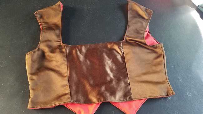 Vest - Corset - Adult XL - Plus Size - Reversible - Lace Up - Brown/Red Silk - Pirate - Festival - Hand Made
