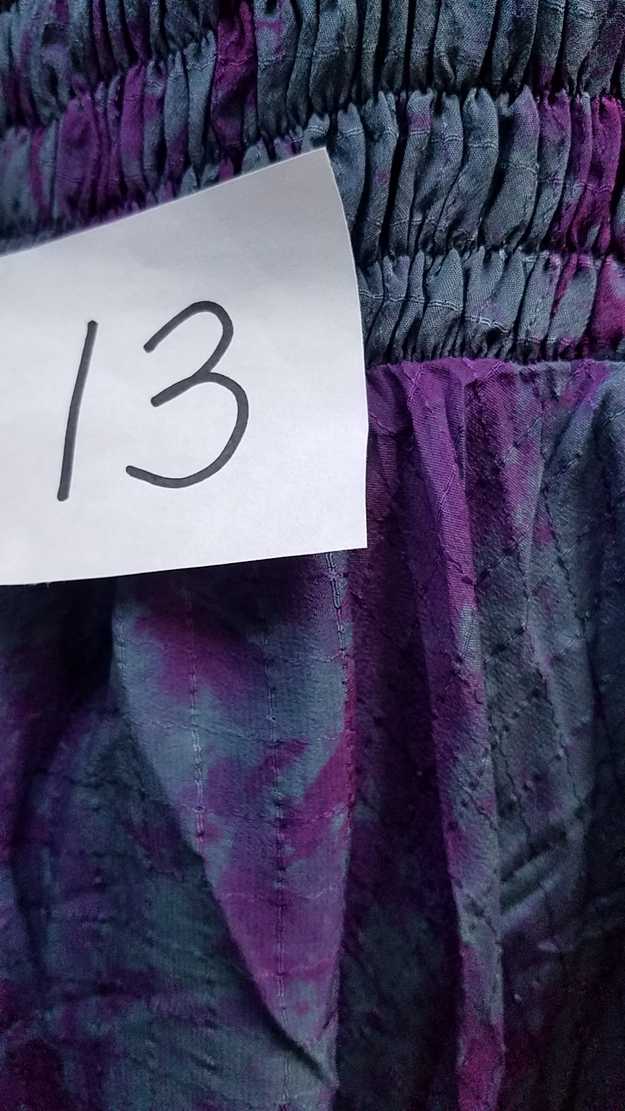 Tie Dye Dress - Blue & Purple - Layered Skirt - Shoulder Ties - Smocked Bodice - Silk - One Size