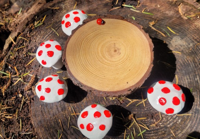View more about Miniature Mushroom Table and Stools