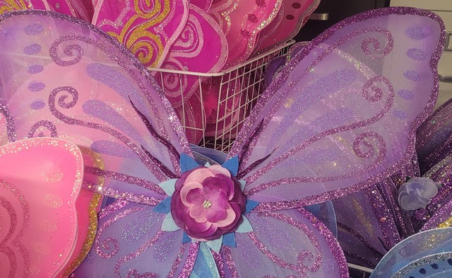 Colorful glittery Fairy Wings with flowers