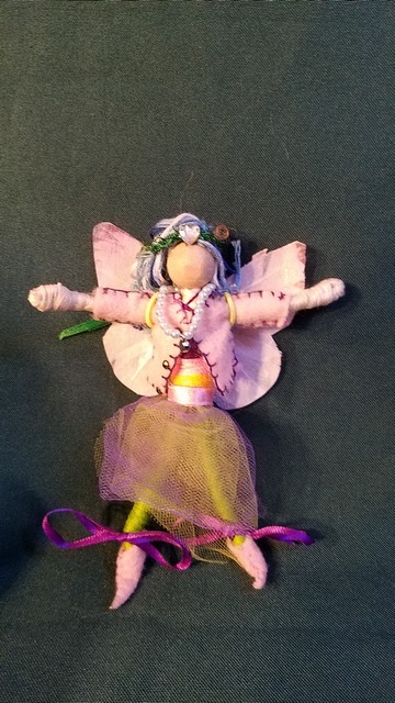 Fairy Doll & Accessories - 26 Piece Set - Purple Hair - Removable Clothes - Dollhouse - 6 Tall - Handmade