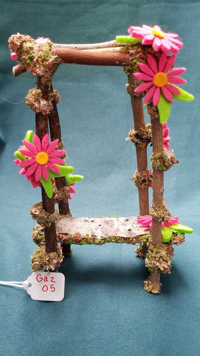 Twig Gazebo with Pink Daisies - 7 Tall - Fairy - Fairy Garden - Doll House - Hand Made
